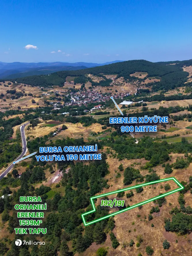 BURSA'YA 20 DK | ORHANELİ ERENLER'DE 1.539 m² | YATIRIMLIK HOBİLİK ARAZİ